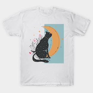 Spirit Moon Cat flower T-Shirt